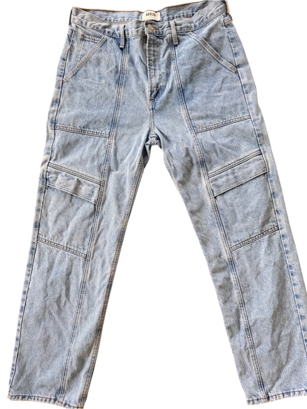 AGOLDE Cooper Utility Jeans Women’s 30 High Rise Relaxed Straight Leg Light Wash